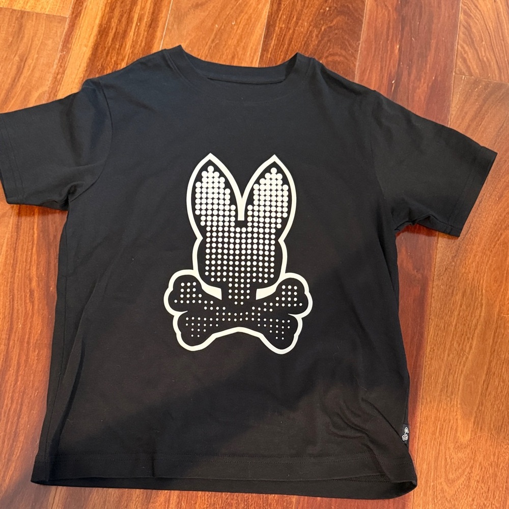 Psycho Bunny Black Kids T-Shirt with Graphic Design